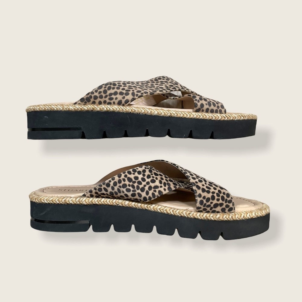 Stuart Weitzman Suede Animal Print Slides Size 8.5 - image 8